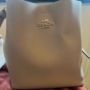 Taupe Coach Bucket Bag with matching wallet